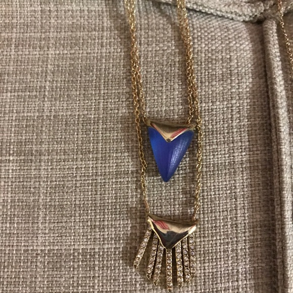 Alexis Bittar blue lucite double strand necklace. - Picture 2 of 4